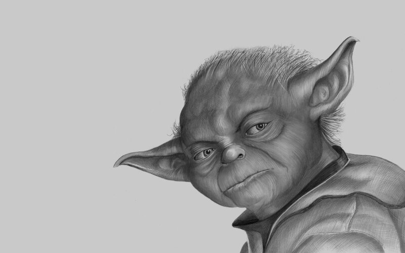 Yoda Character Portrait — Gray, Serious
