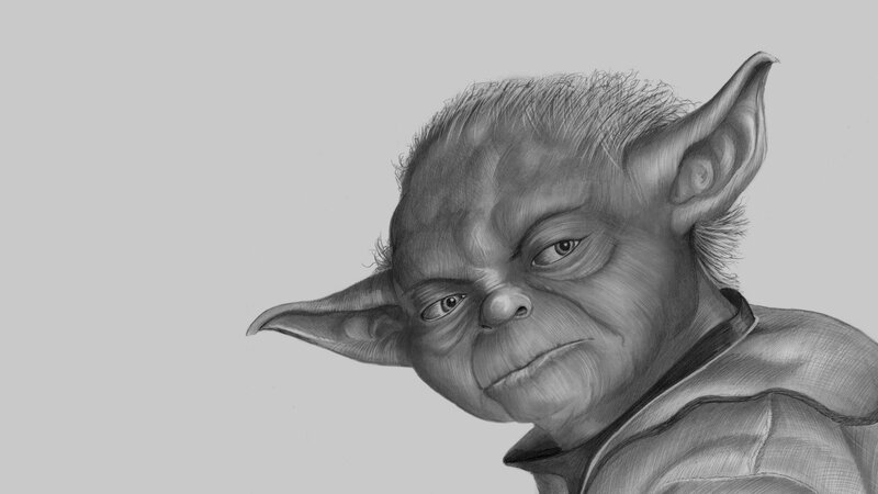 Yoda Character Portrait — Gray