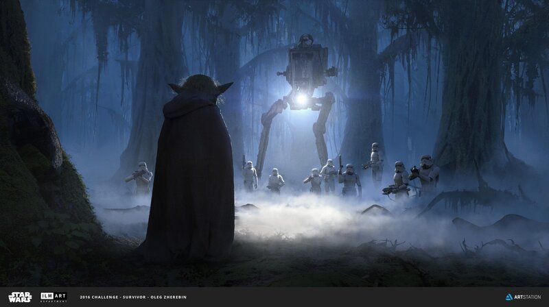 Yoda Facing Stormtroopers
