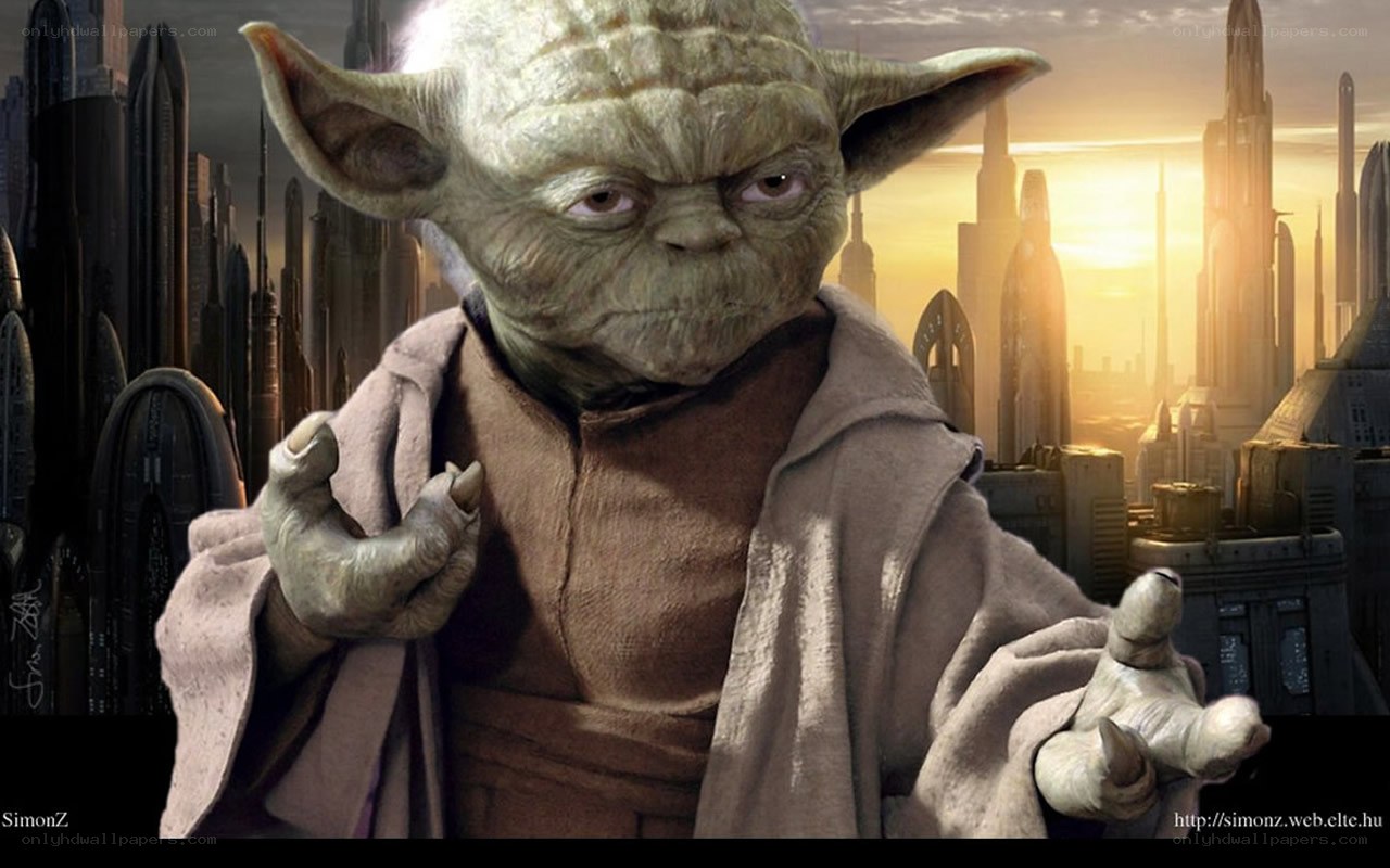 Yoda in a cityscape
