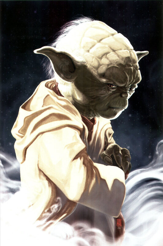 Yoda in a contemplative pose
