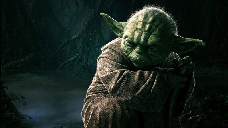 Yoda in a dark forest