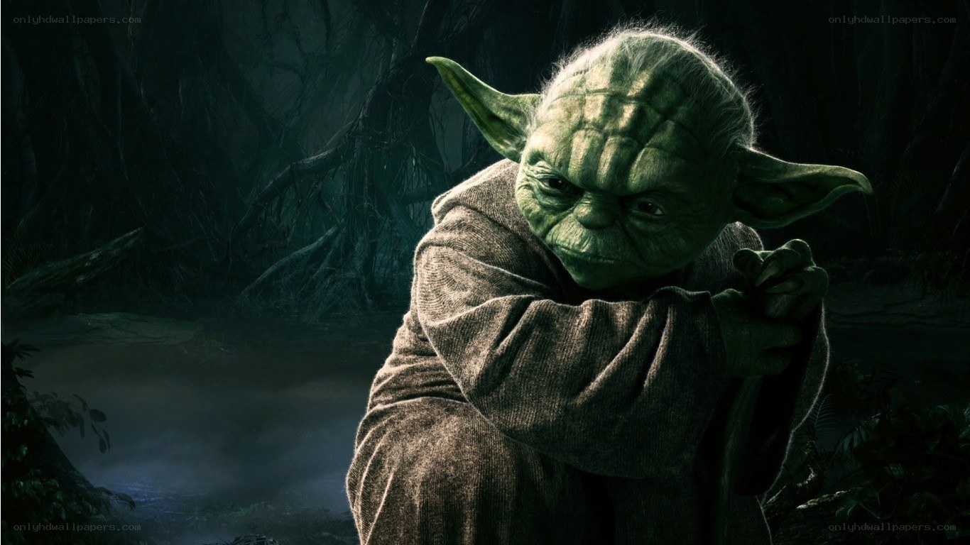Yoda in a dark forest