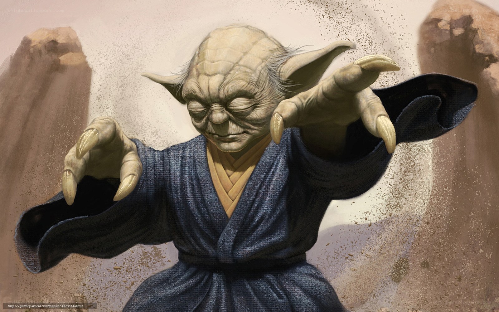 Yoda in a desert landscape