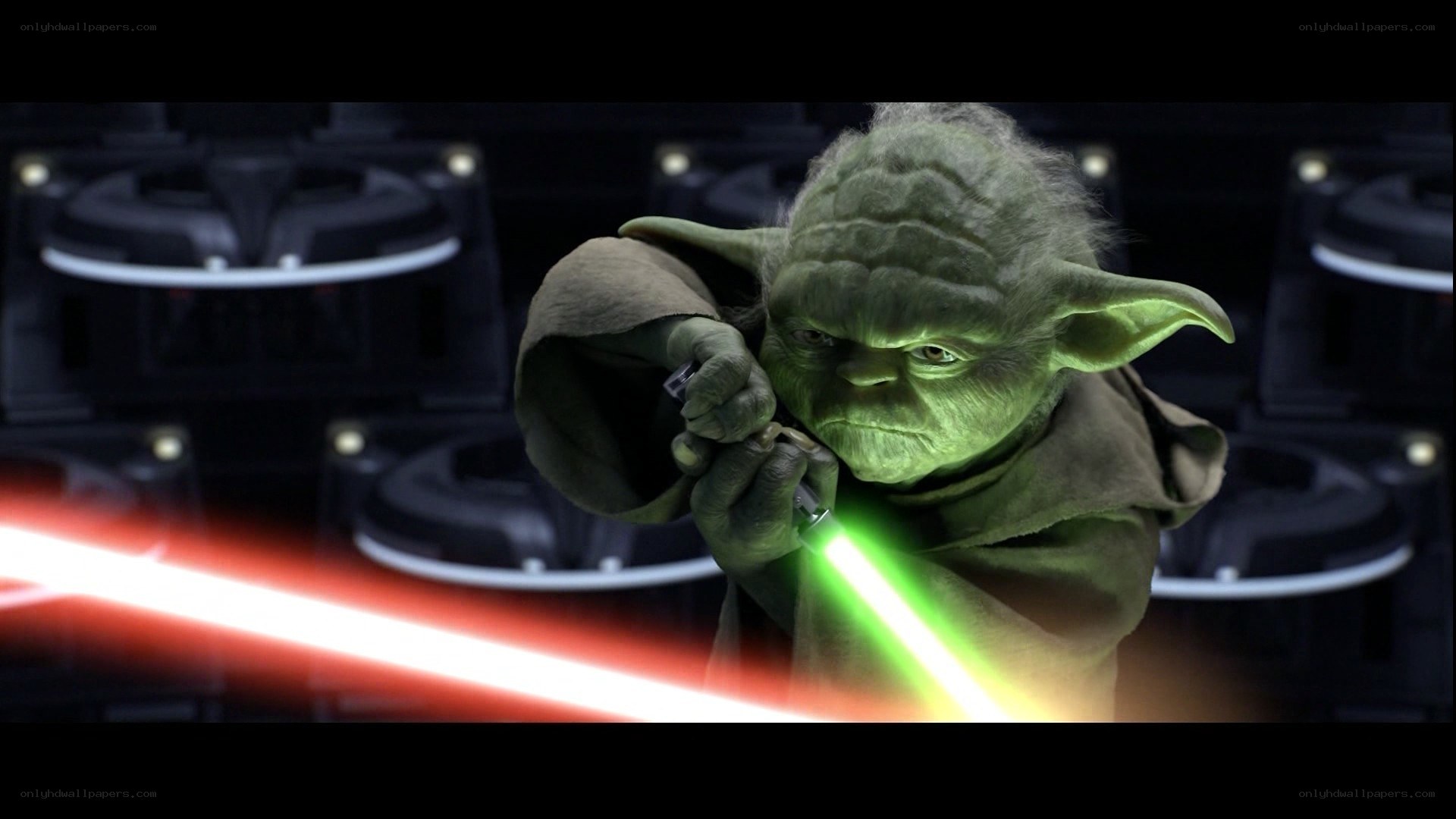 Yoda in lightsaber duel