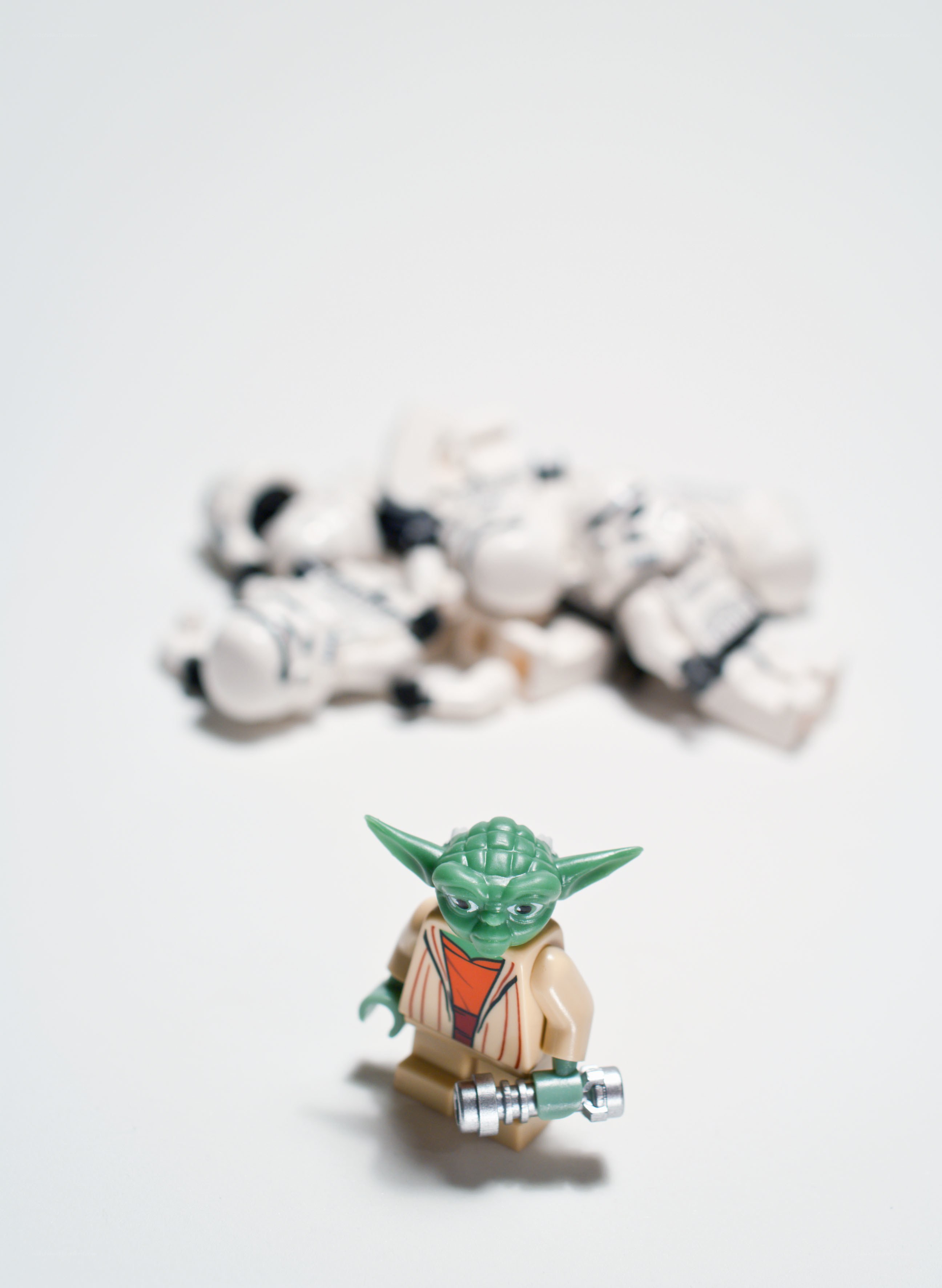 Yoda minifigure with stormtroopers