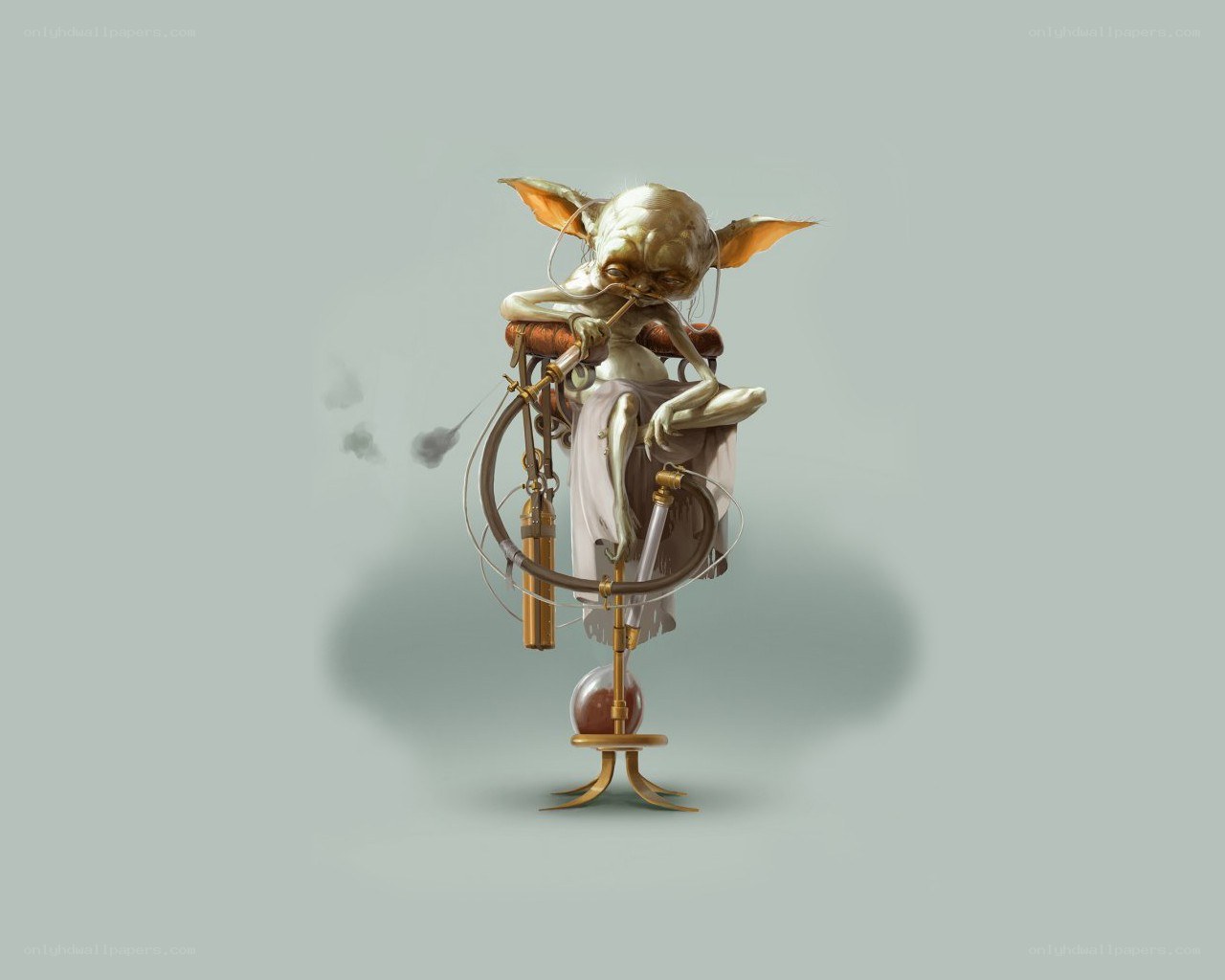 Yoda on a steampunk bicycle