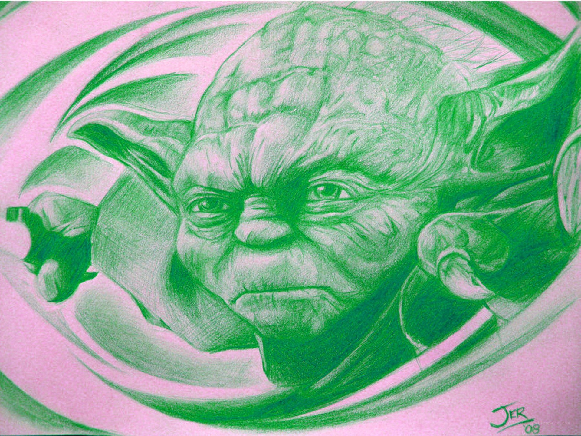 Yoda portrait drawing