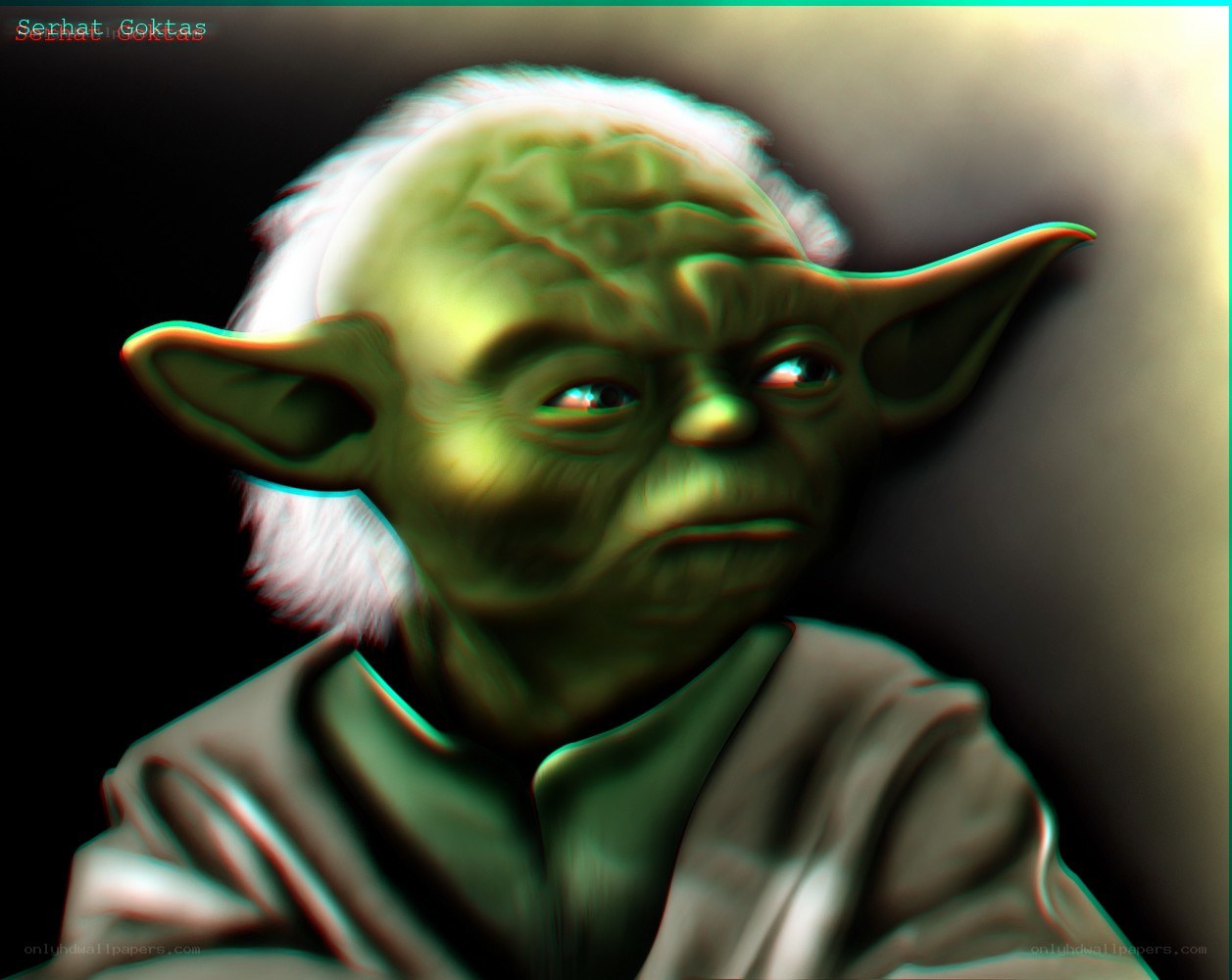 Yoda portrait with glitch effect