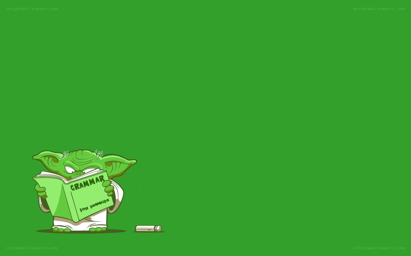 Yoda reading grammar book