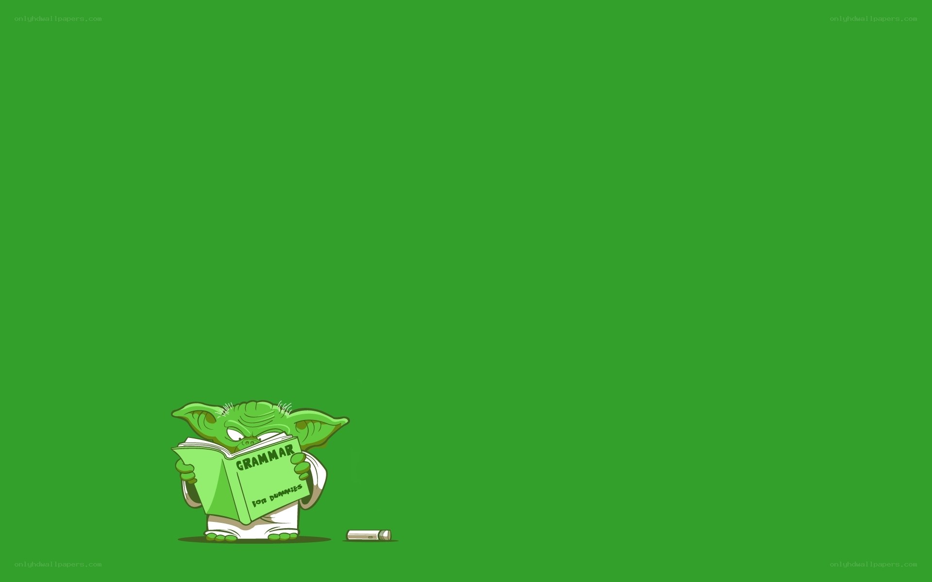 Yoda reading grammar book