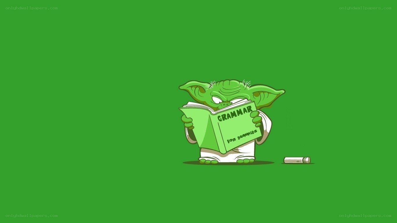 Yoda reading grammar book