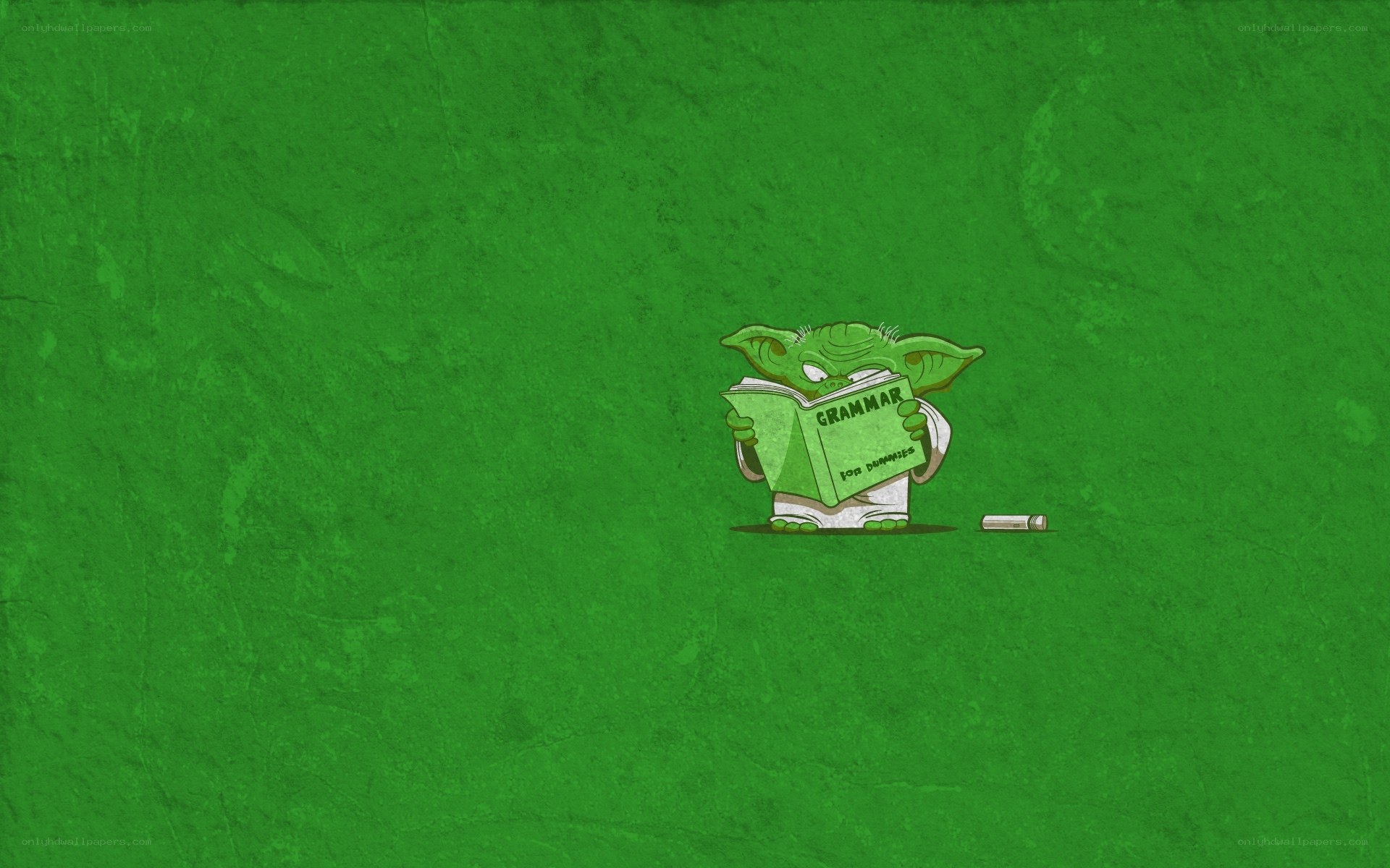 Yoda reading grammar book