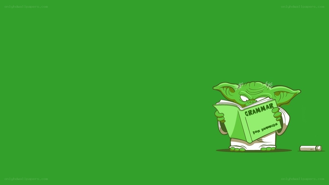 Yoda reading grammar book