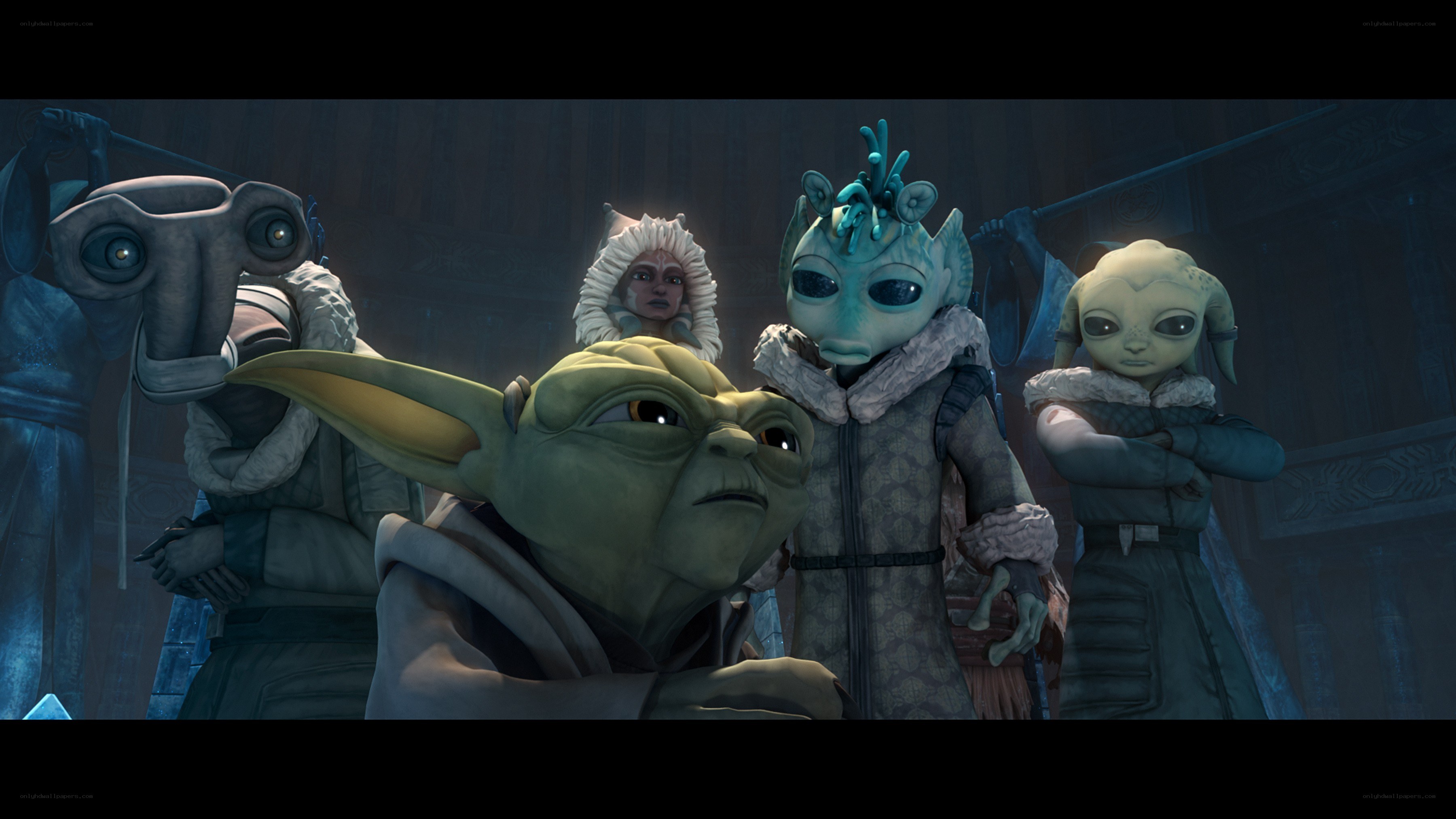 Yoda with alien companions