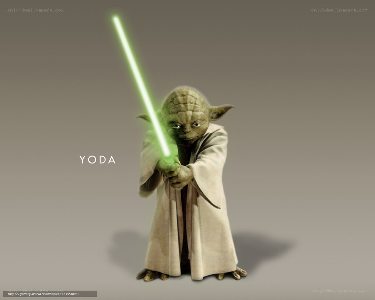 Yoda with green lightsaber