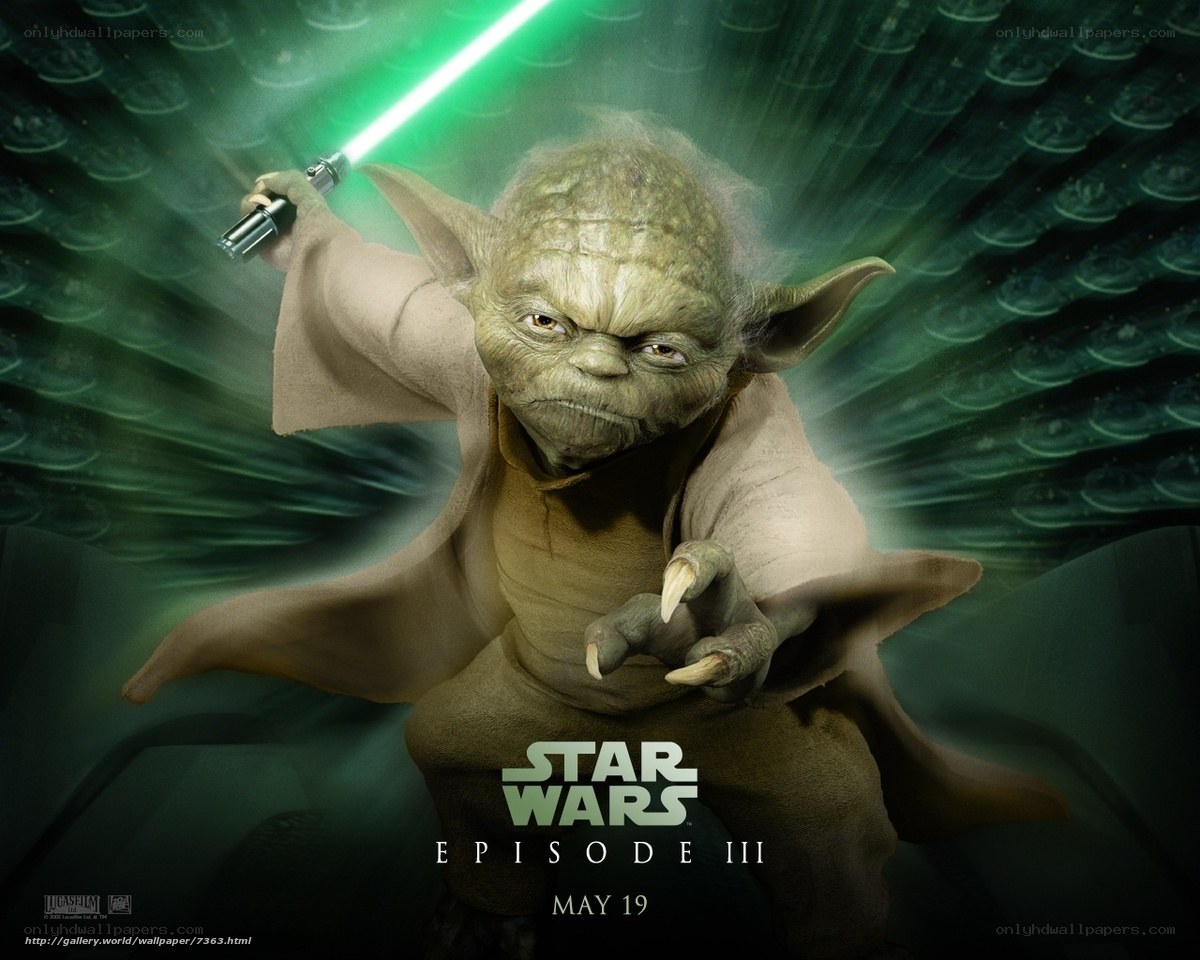 Yoda with green lightsaber
