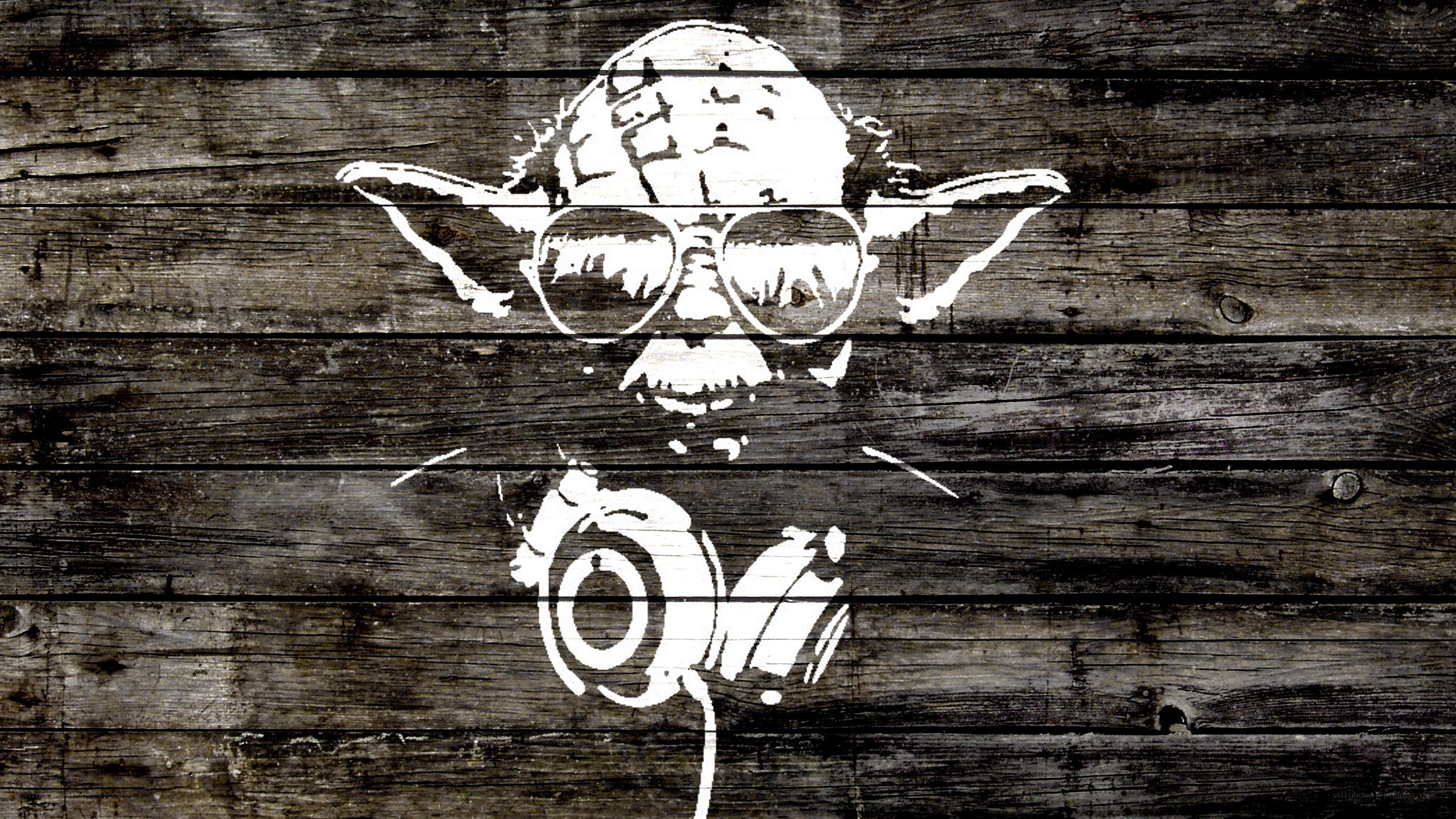 Yoda with headphones