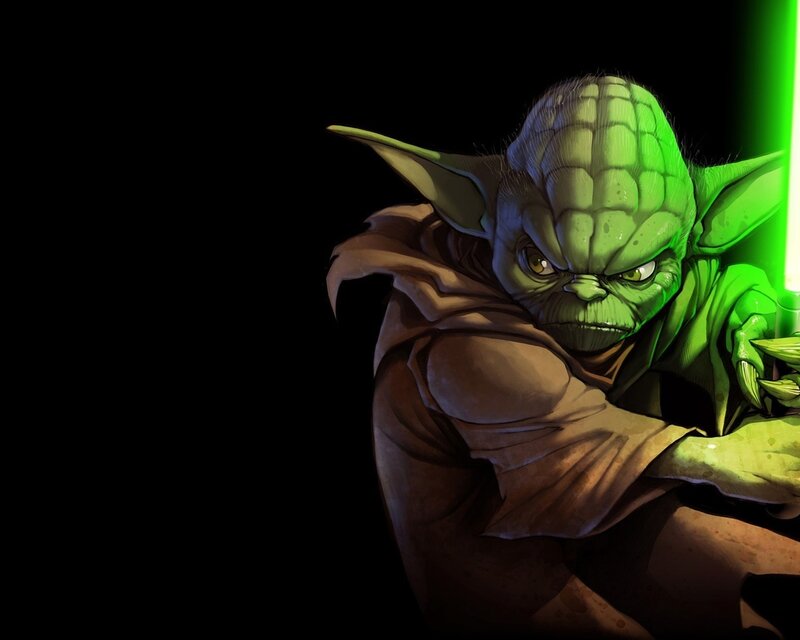 Yoda with Lightsaber — Green, Dramatic, Digital Art, Robes