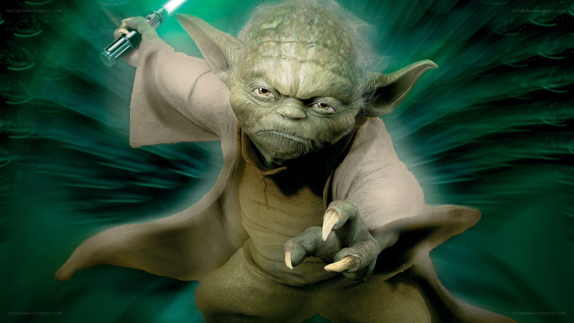 Yoda with lightsaber
