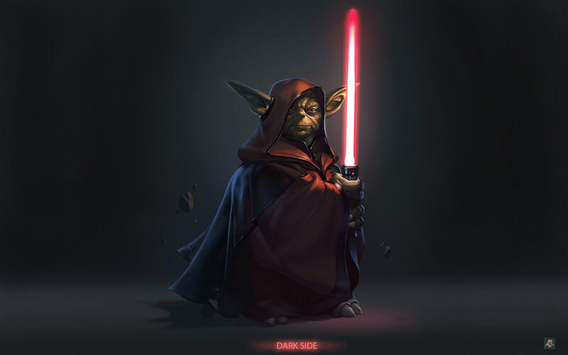 Yoda with Red Lightsaber — Black