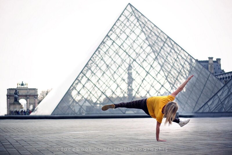 Yoga in front of the Louvre