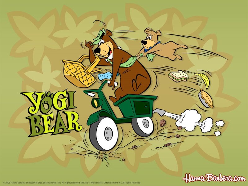 Yogi Bear on a Scooter — Green