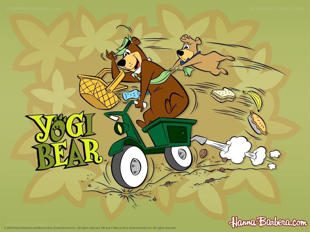 Yogi Bear on a scooter