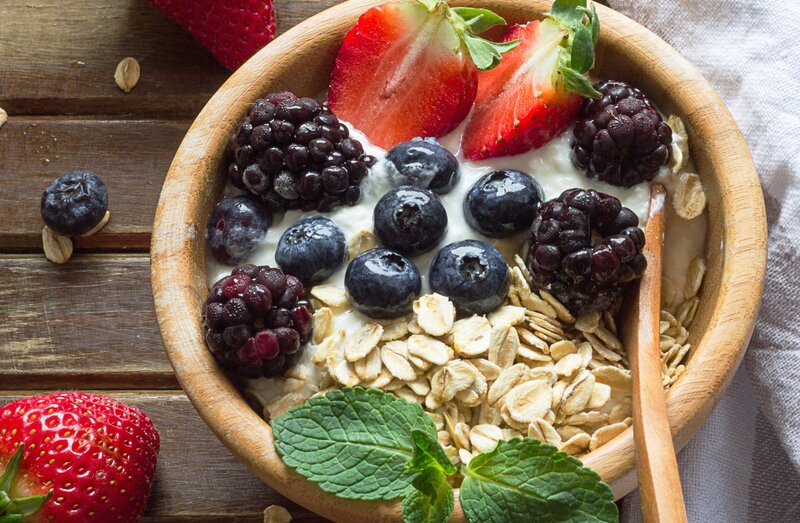 Yogurt Bowl with Berries — Brown