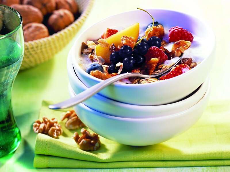 Yogurt bowl with fruit and nuts
