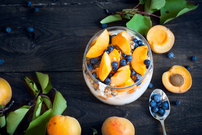 Yogurt Parfait in Glass — Brown