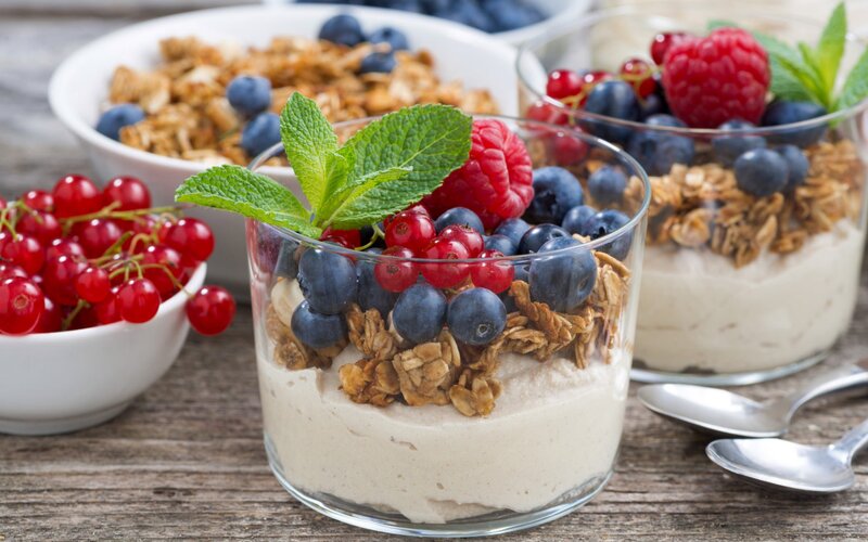 Yogurt Parfait with Berries — White, Fresh