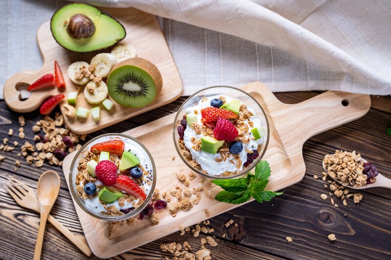 Yogurt Parfaits with Fruit — Brown