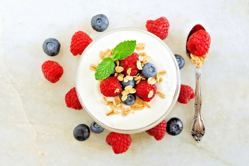 Yogurt with Berries — White, Fresh, Morning