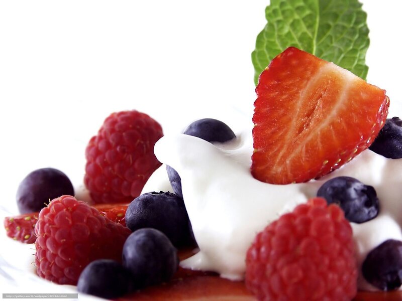 Yogurt with Berries — White, Fresh, Photograph