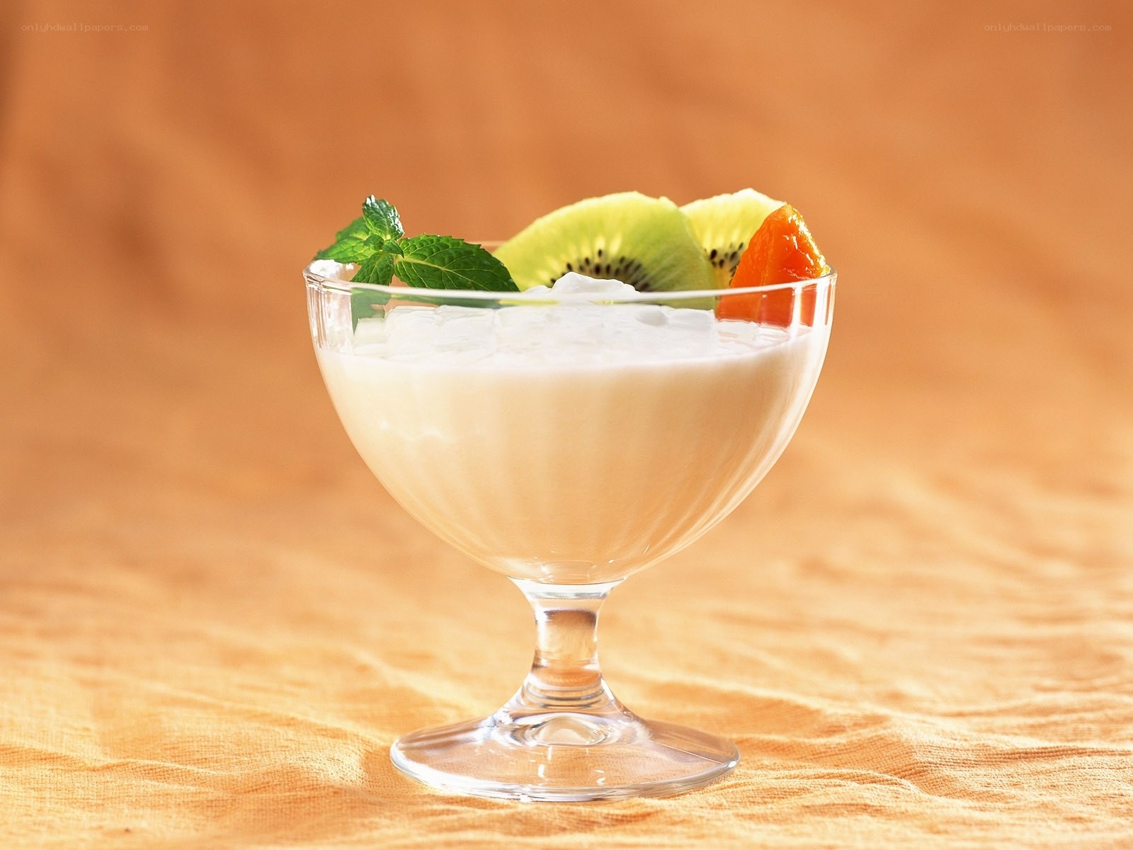 yogurt with fruit garnish