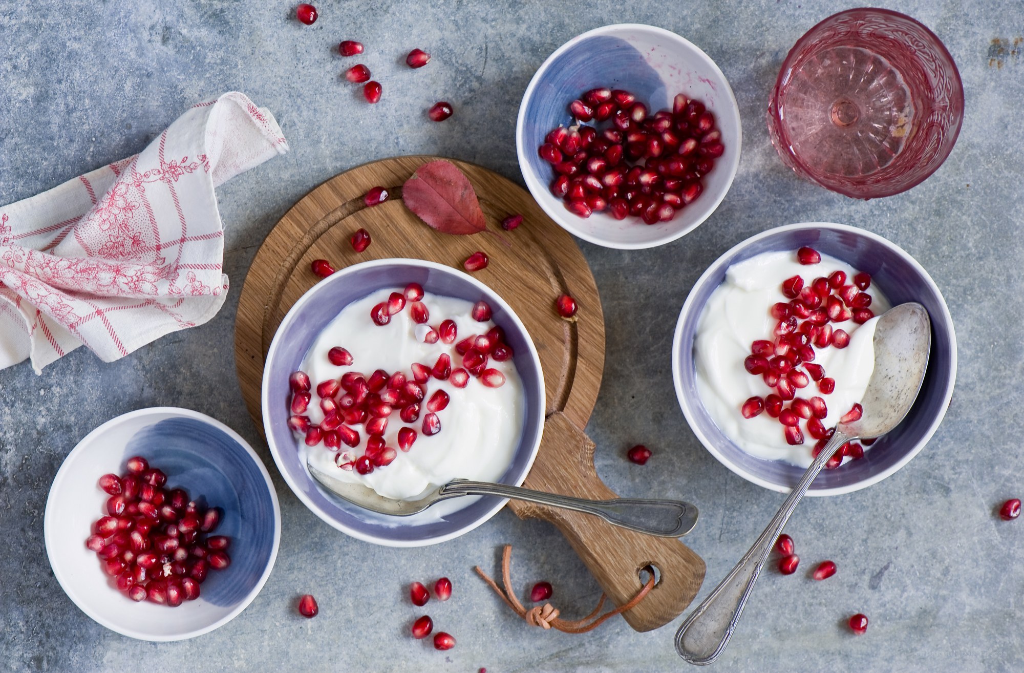 yogurt with pomegranate seeds