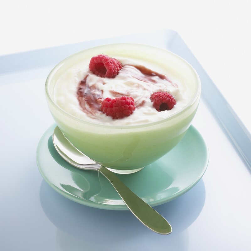 Yogurt with raspberries