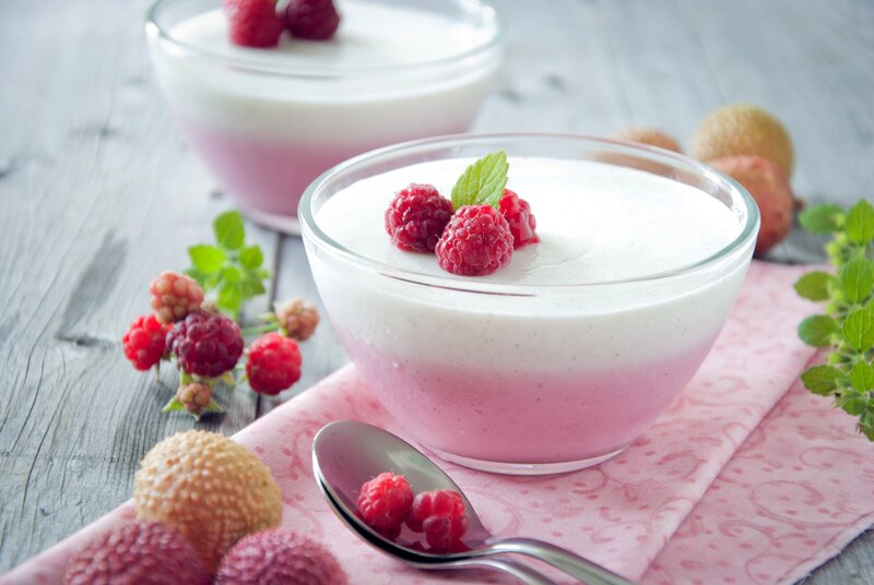 Yogurt with Raspberries — White