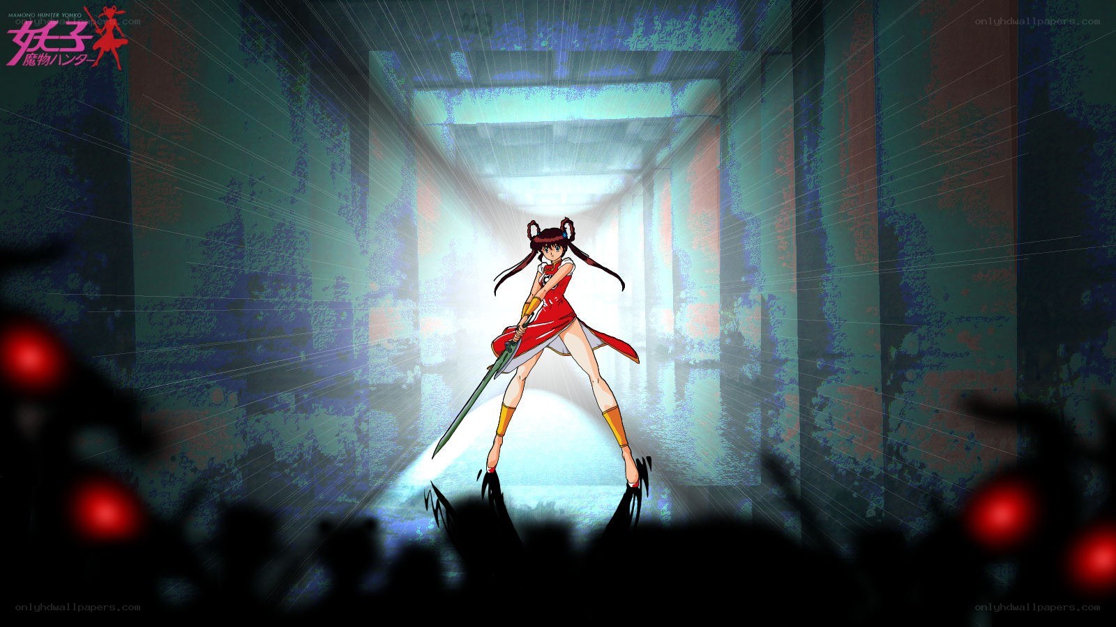 Yoko in a dark corridor