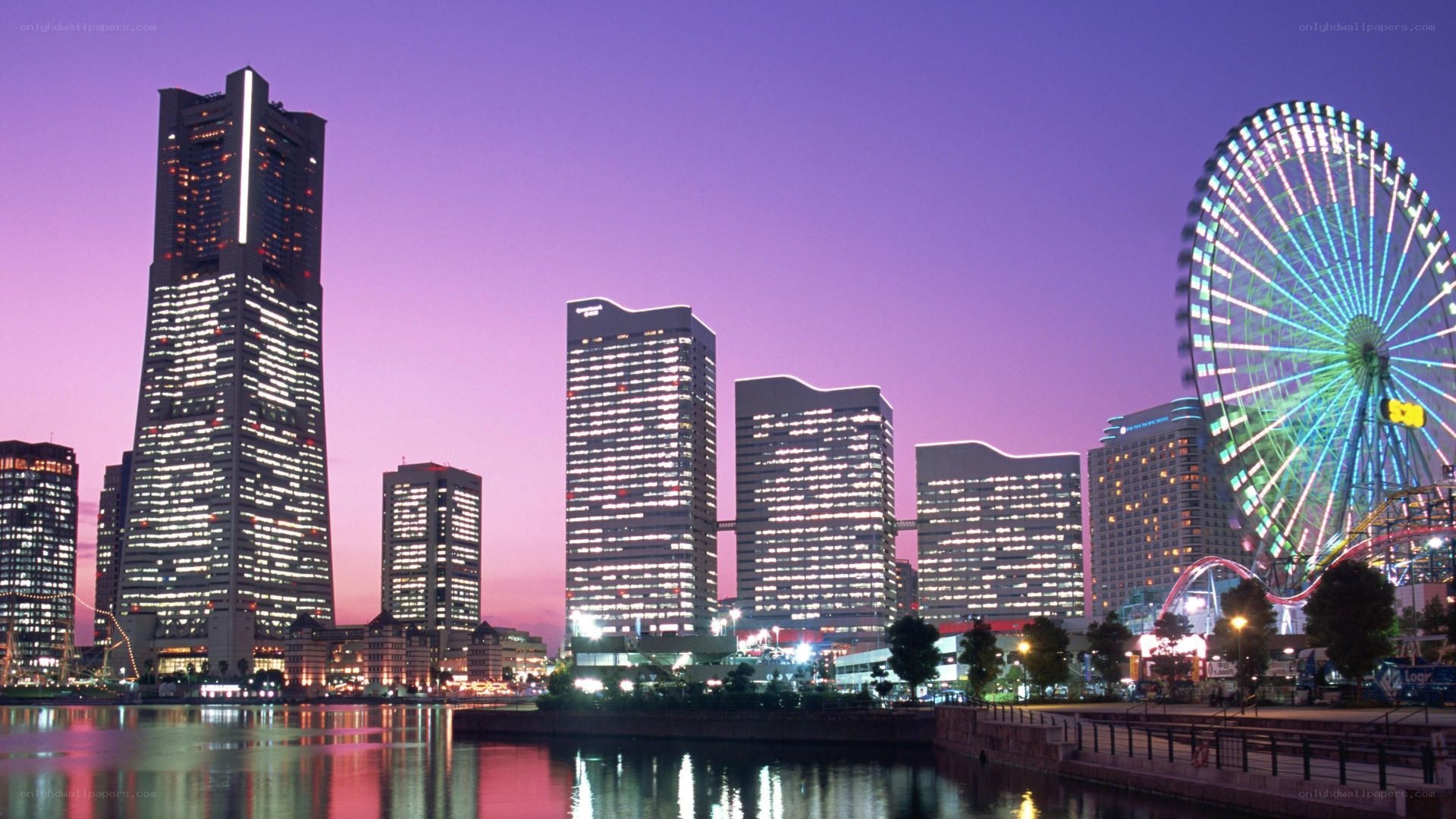 Yokohama skyline at dusk