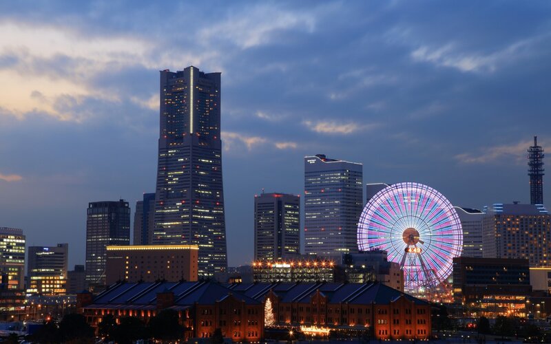Yokohama Skyline at Dusk — Blue