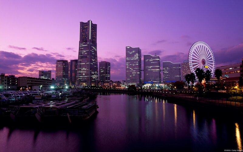 Yokohama Skyline at Dusk — Purple