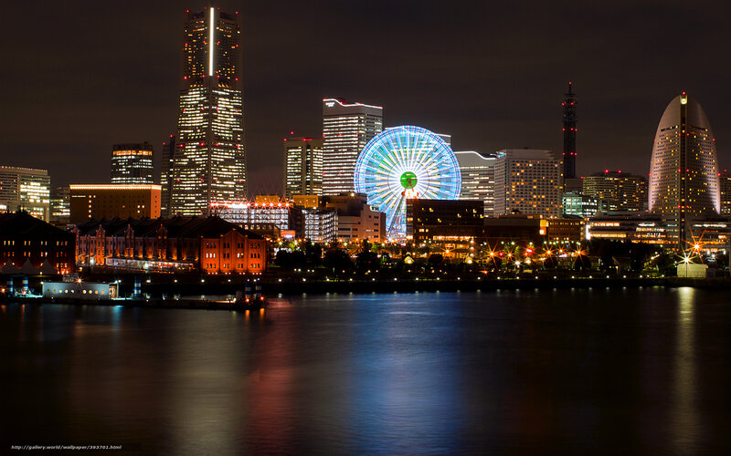 Yokohama Skyline at Night — Black, Dramatic