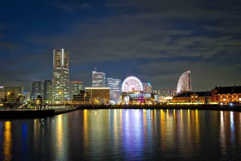 Yokohama Skyline at Night — Blue, Calm