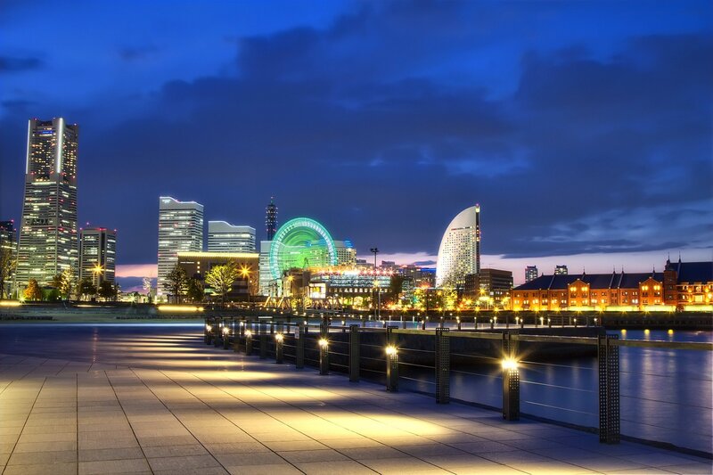 Yokohama Skyline at Night — Blue, Serene
