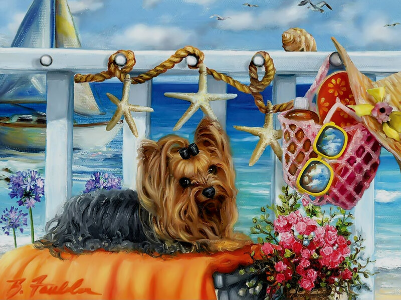 Yorkie Dog on Deck