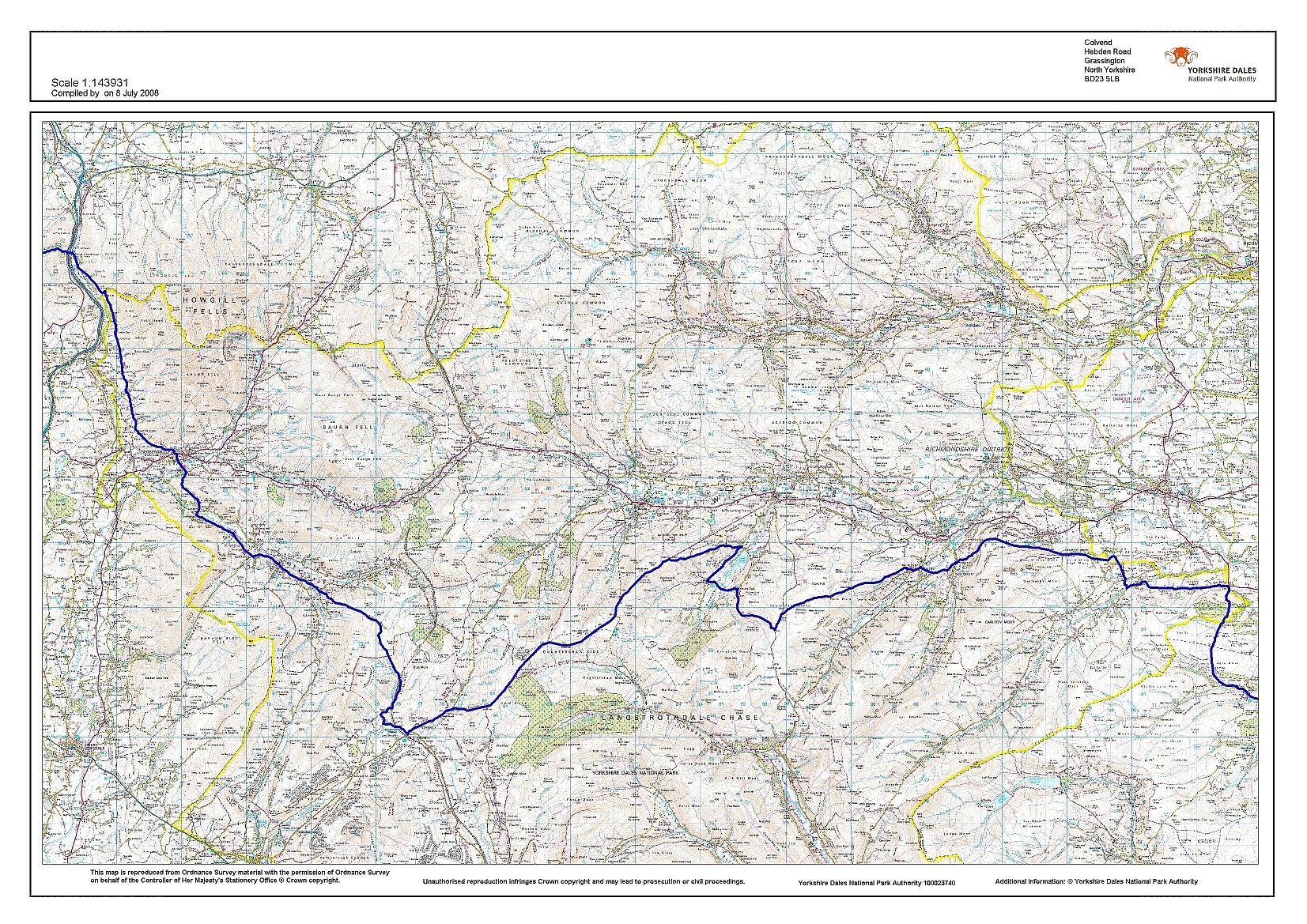 Yorkshire Dales map with route