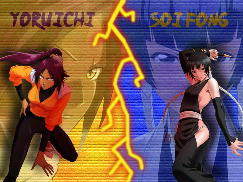 Yoruichi and Soifong battle scene