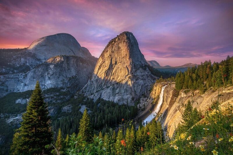 Yosemite Cliffs and Waterfall